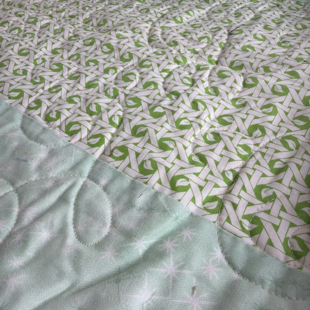 Huge Vintage Patchwork Quilt Retro Floral Geometric Mod Multi-Color 57" X 44" - Picture 5 of 7
